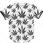 ﻿Marijuana Cool White Black Pattern Awesome Baseball Jersey