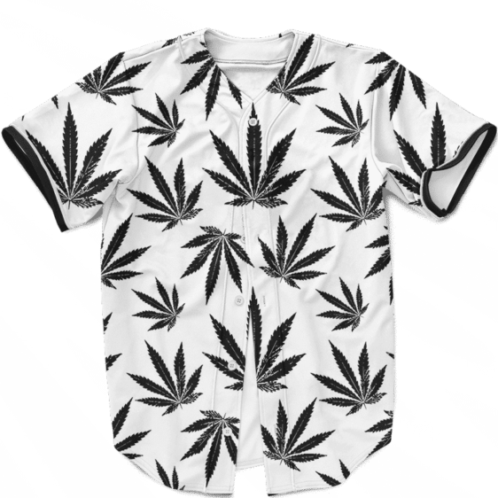 Marijuana Cool White Black Pattern Awesome Baseball Jersey