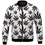 Marijuana Cool White Black Pattern Awesome Bomber Jacket