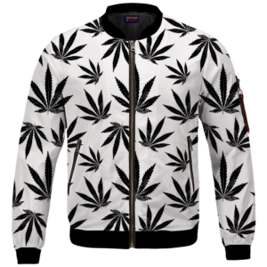 Marijuana Cool White Black Pattern Awesome Bomber Jacket