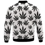 Marijuana Cool White Black Pattern Awesome Bomber Jacket - BACK