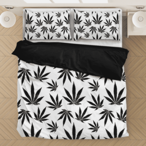 Marijuana White Black Pattern Awesome Minimalist Bedding Set