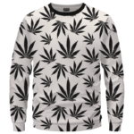 Marijuana Cool White Black Pattern Awesome Sweater