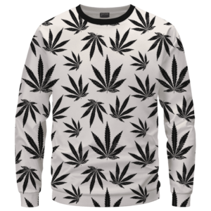 Marijuana Cool White Black Pattern Awesome Sweater