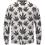 Marijuana Cool White Black Pattern Awesome Sweater - Back Mockup
