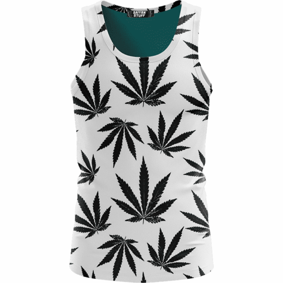 Marijuana Cool White Black Pattern Awesome Tank Top