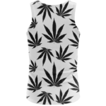 Marijuana Cool White Black Pattern Awesome Tank Top - Back