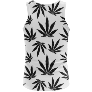 Marijuana Cool White Black Pattern Awesome Tank Top - Back