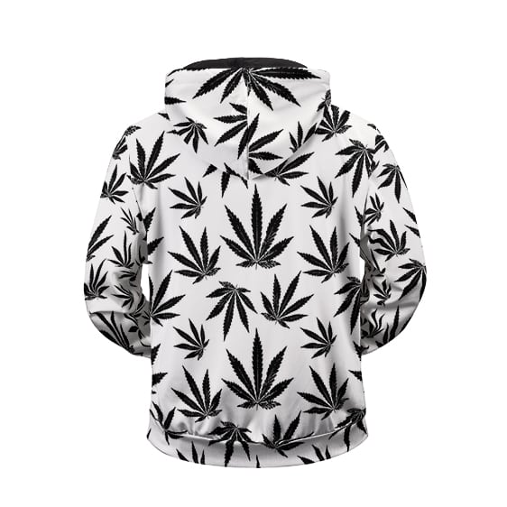 Marijuana Cool White Black Pattern Awesome Zip Up Hoodie