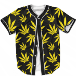 Marijuana Cool Yellow Black Pattern Awesome Baseball Jersey