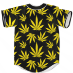 Marijuana Cool Yellow Black Pattern Awesome Baseball Jersey