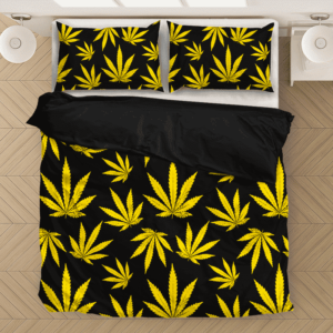Marijuana Cool Yellow Black Pattern Awesome Bedding Set