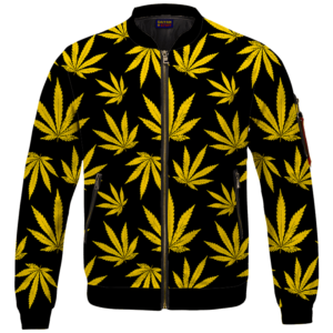 Marijuana Cool Yellow Black Pattern Awesome Bomber Jacket