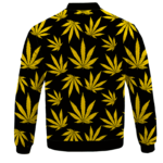 Marijuana Cool Yellow Black Pattern Awesome Bomber Jacket - BACK