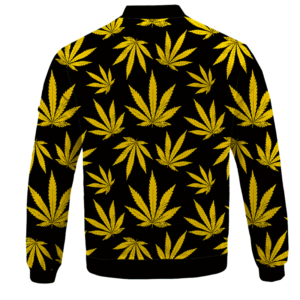 Marijuana Cool Yellow Black Pattern Awesome Bomber Jacket - BACK