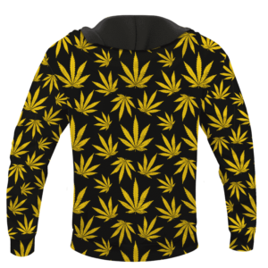 Marijuana Cool Yellow Black Pattern Awesome Hoodie - BACK