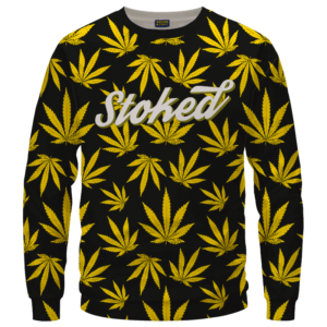 Marijuana Cool Yellow Black Pattern Awesome Sweatshirt