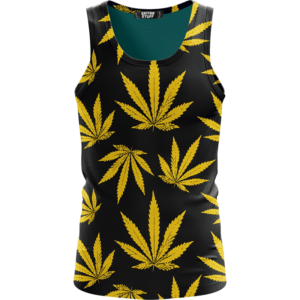 Marijuana Cool Yellow Black Pattern Awesome Tank Top
