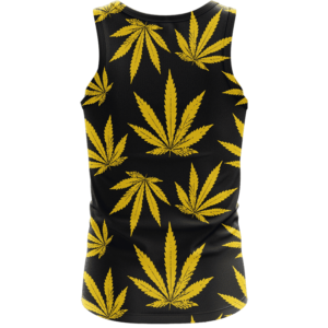 Marijuana Cool Yellow Black Pattern Awesome Tank Top - back