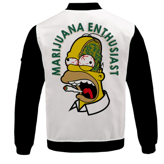Marijuana Enthusiast Stoned Homer Simpson Awesome Bomber Jacket - BACK