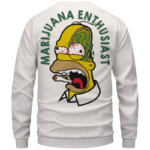 Marijuana Enthusiast Stoned Homer Simpson Awesome White Crewneck Sweater - Back Mockup