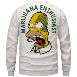 Marijuana Enthusiast Stoned Homer Simpson Awesome White Crewneck Sweater - Back Mockup