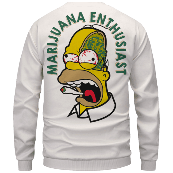 Marijuana Enthusiast Stoned Homer Simpson Awesome White Crewneck Sweater - Back Mockup