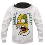 Marijuana Enthusiast Stoned Homer Simpson Awesome White Hoodie - BACK