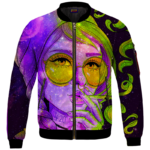 Marijuana Girl Smoking Joint Trippy 420 Art Bomber Jacket