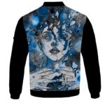 Marijuana Goddess Hemp 420 Weed Blue Bomber Jacket - BACK