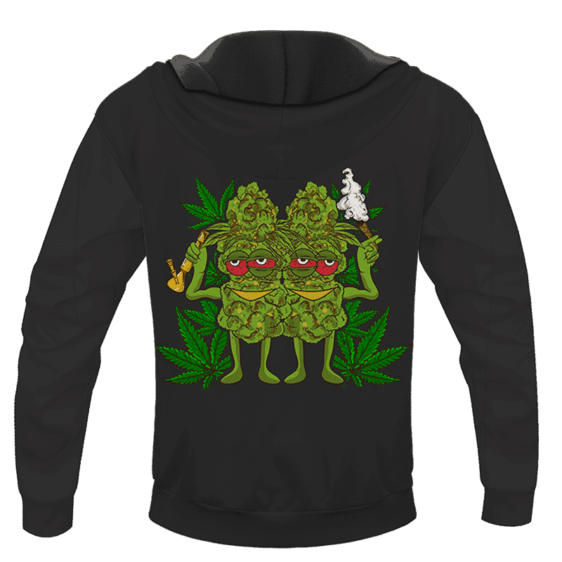 Marijuana Good Buds Stick Together Stoned Cartoon Dope Hoodie - BACK