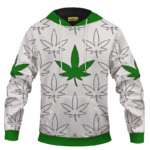 Marijuana Green Print Pattern Cannabis 420 Themed Hoodie