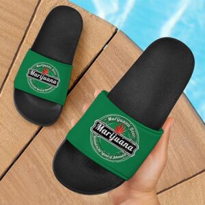 Marijuana Heineken Logo Spoof Green 420 Weed Slide Sandals