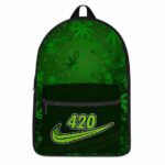 Marijuana Leaf 420 Nike Parody Weed Green Backpack Bag