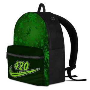 Marijuana Leaf 420 Nike Parody Weed Green Backpack Bag
