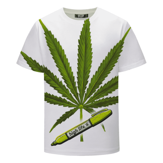 Marijuana Leaf 420 Weed Kush High Life Dope White T-shirt