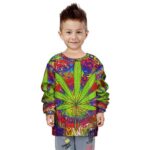 Marijuana Leaf Doodle Illustration Awesome Kids Sweater