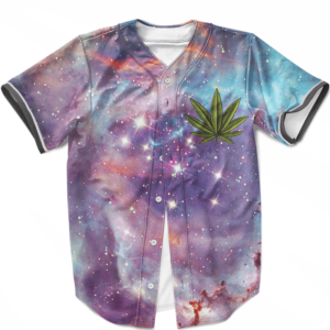 Marijuana Leaf Logo Galaxy Themed Artwork Dope Baseball Jersey