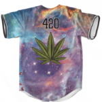 Marijuana Leaf Logo Galaxy Themed Artwork Dope Baseball Jersey
