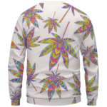 Marijuana Leaf Rainbow Colors All Over Print White Awesome Crewneck Sweater - Back Mockup