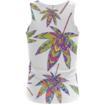 Marijuana Leaf Rainbow Colors On Print White Awesome Tank Top - Back