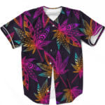 Marijuana Leaf Trippy Colors All Over Print Cool Baseball Jersey