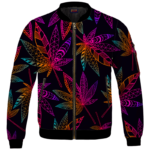 Marijuana Leaf Trippy Colors All Over Print Cool Bomber Jacket