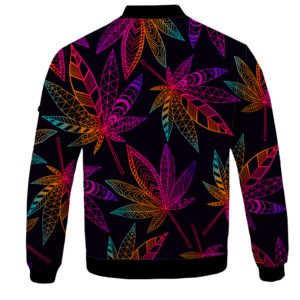 Marijuana Leaf Trippy Colors All Over Print Cool Bomber Jacket - back