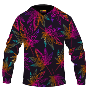 Marijuana Leaf Trippy Colors All Over Print Cool Hoodie
