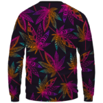 Marijuana Leaf Trippy Colors All Over Print Cool Sweatshirt - Back Mockup
