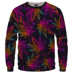 Marijuana Leaf Trippy Colors All Over Print Cool Sweatshirt - Front Mockup