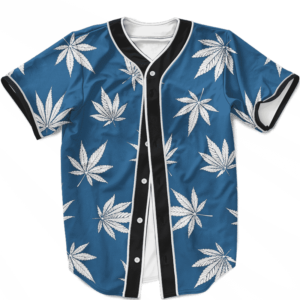 Marijuana Leaves Cool All Over Print Dark Navy Blue Baseball Jersey
