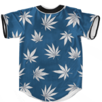 Marijuana Leaves Cool All Over Print Dark Navy Blue Baseball Jersey
