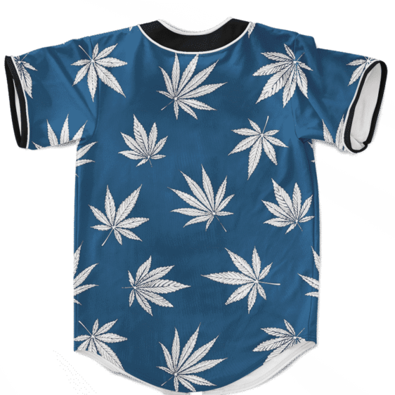 Marijuana Leaves Cool All Over Print Dark Navy Blue Baseball Jersey